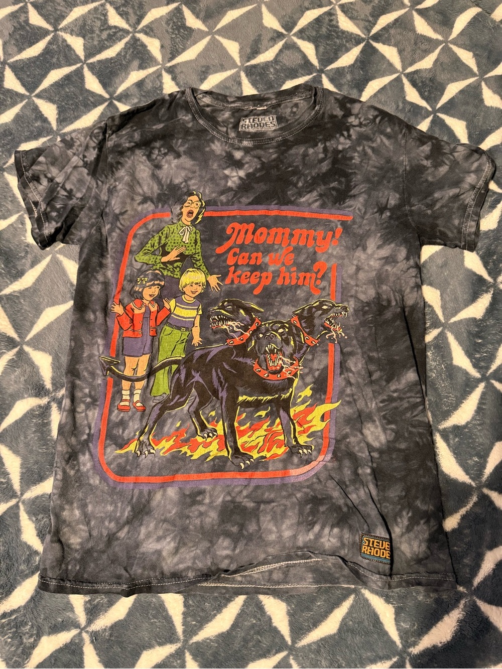 Steve Rhodes Men's Black Tie-Dye Graphic Tee - 'Mommy! Can We Keep Him?'